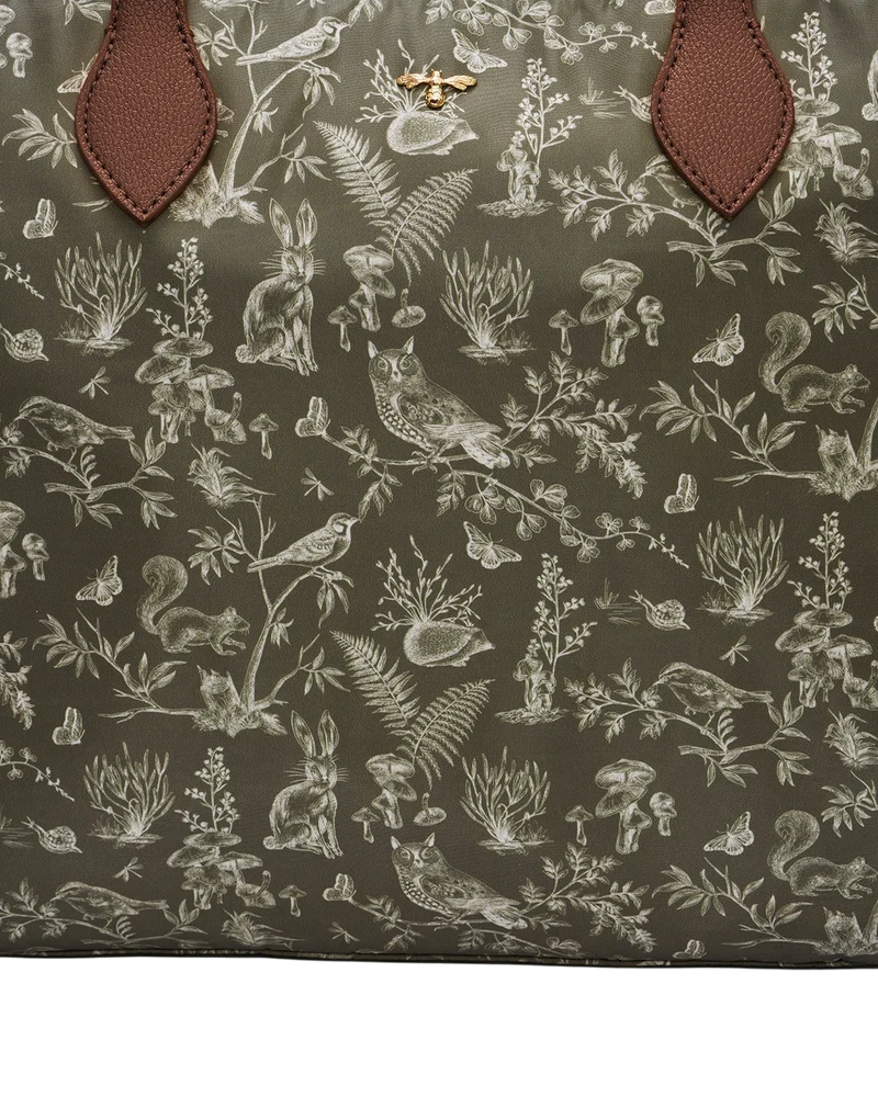 Edith Orla Scene Print Tote Bag in Khaki
