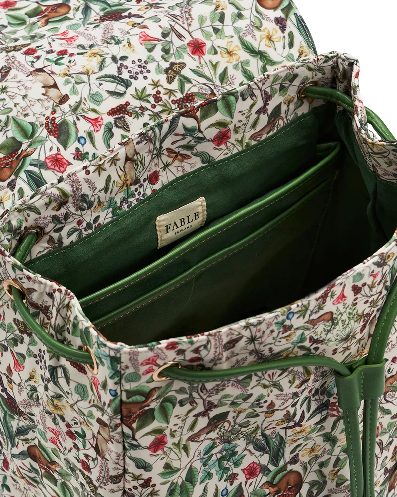 Green Garden Floral Buckle Backpack