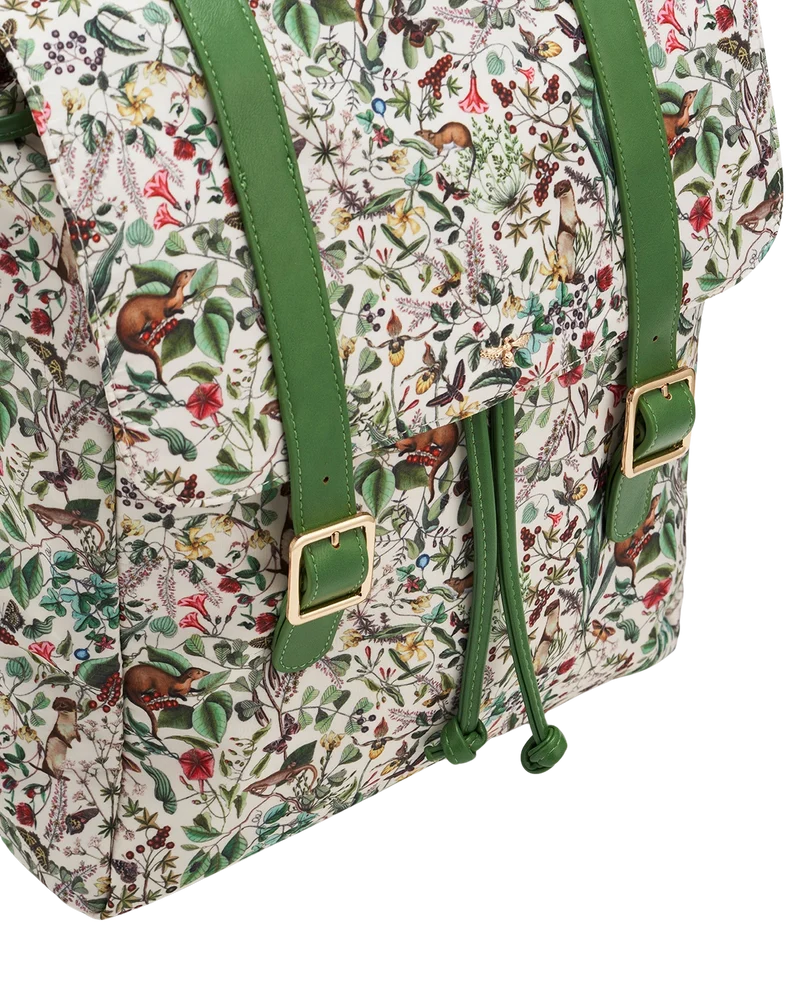 Green Garden Floral Buckle Backpack