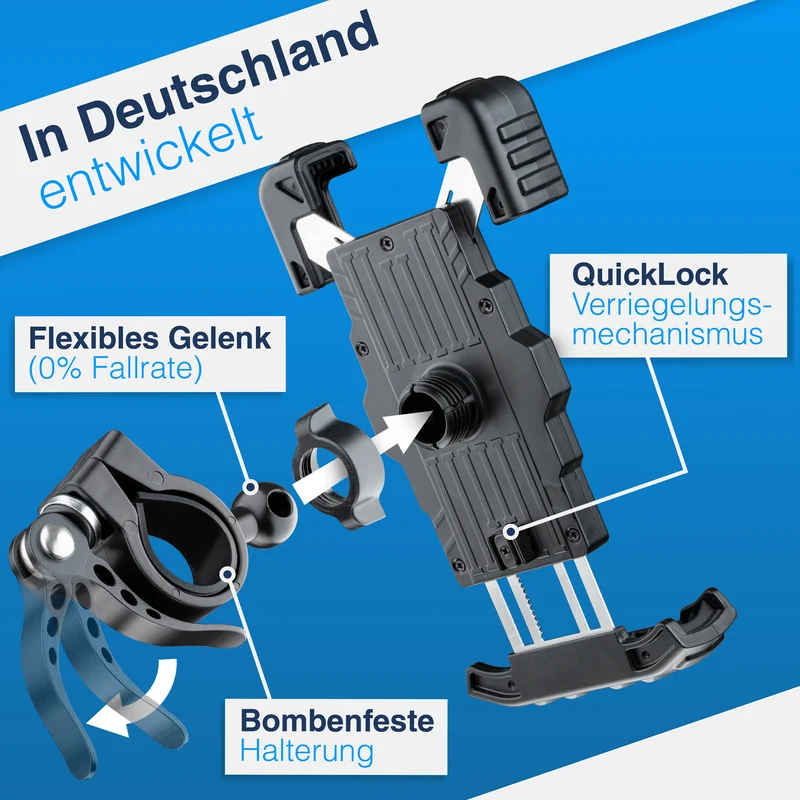 PhoneFix - support de téléphone portable pour vélo à fixer sur le guidon