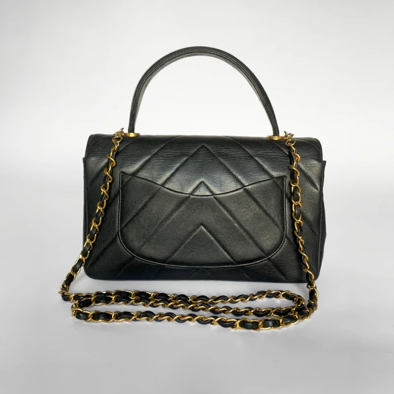 Chanel Sac à poignée supérieure Coco Chevron Cuir d'agneau