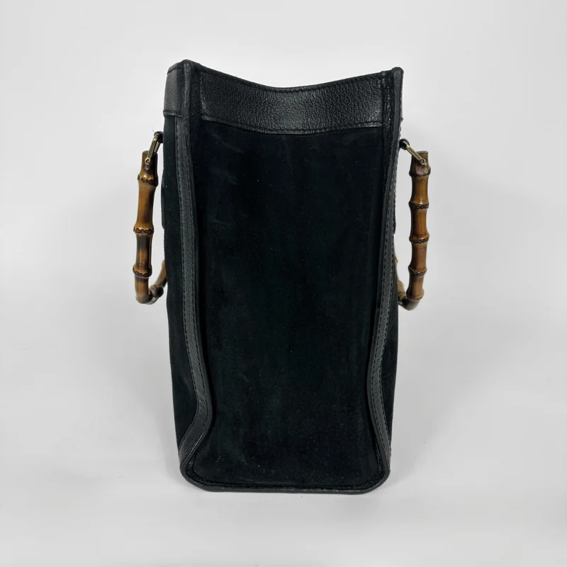 Gucci Sac bandoulière en daim noir et bambou