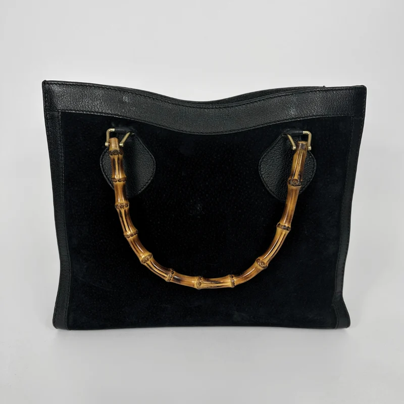 Gucci Sac bandoulière en daim noir et bambou
