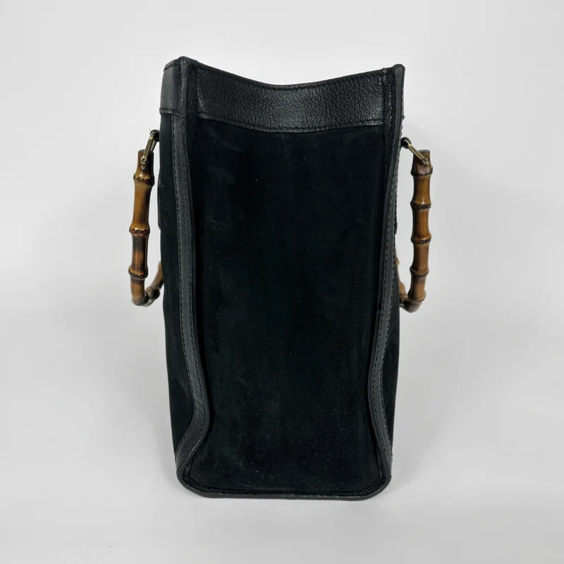 Gucci Sac bandoulière en daim noir et bambou