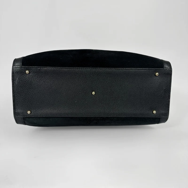 Gucci Sac bandoulière en daim noir et bambou