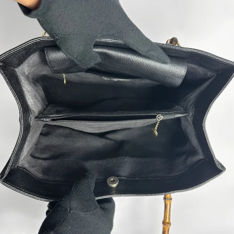 Gucci Sac bandoulière en daim noir et bambou
