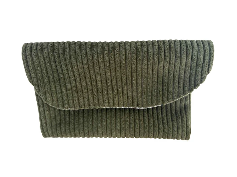 Pochette multifonction velours kaki " Jardin Secret"