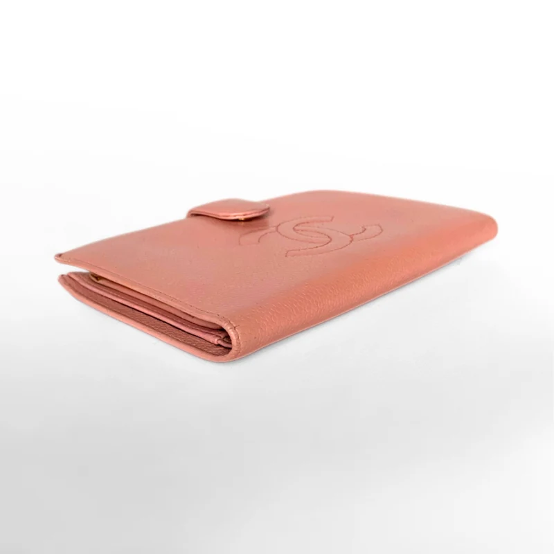 Chanel Portefeuille long français Caviar CC rose