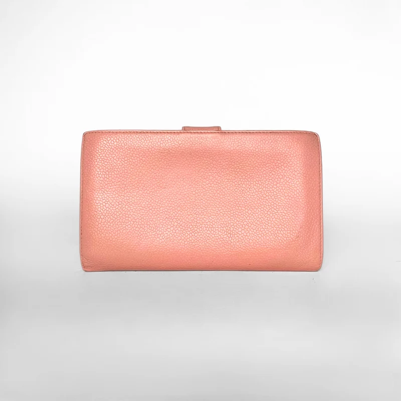 Chanel Portefeuille long français Caviar CC rose