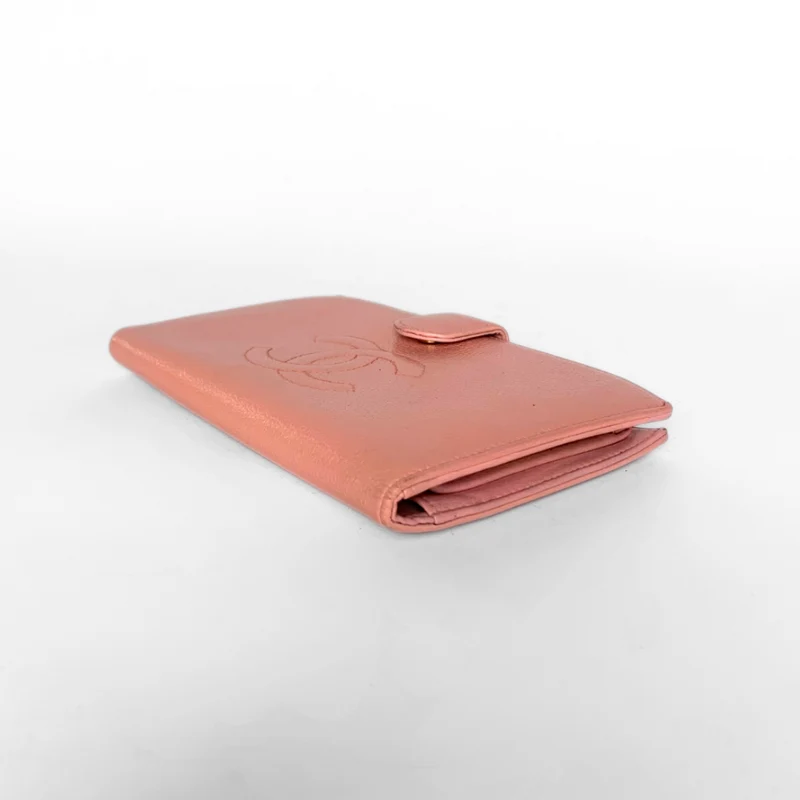 Chanel Portefeuille long français Caviar CC rose