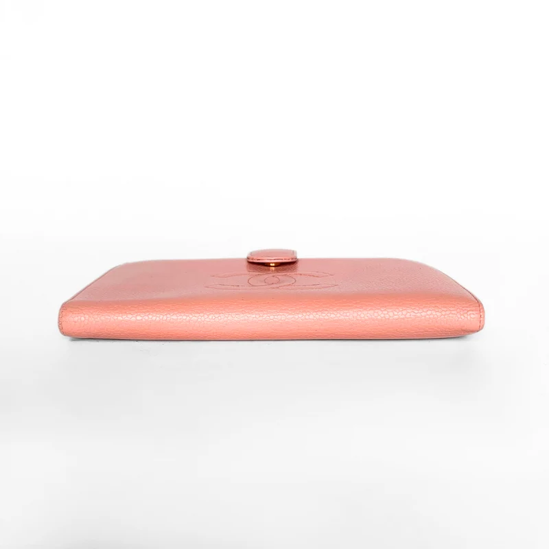 Chanel Portefeuille long français Caviar CC rose