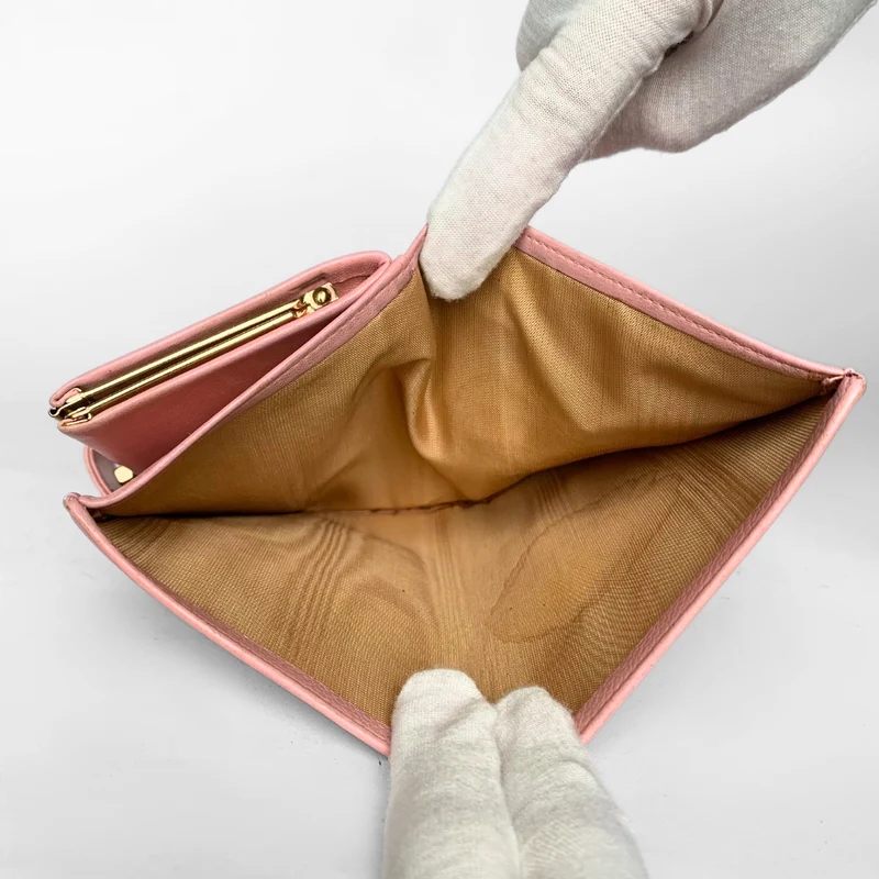 Chanel Portefeuille long français Caviar CC rose