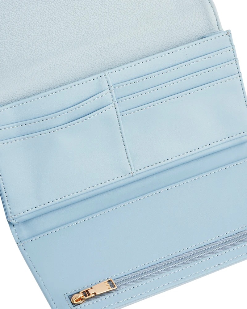 Swallow Embroidered Large Blue Purse
