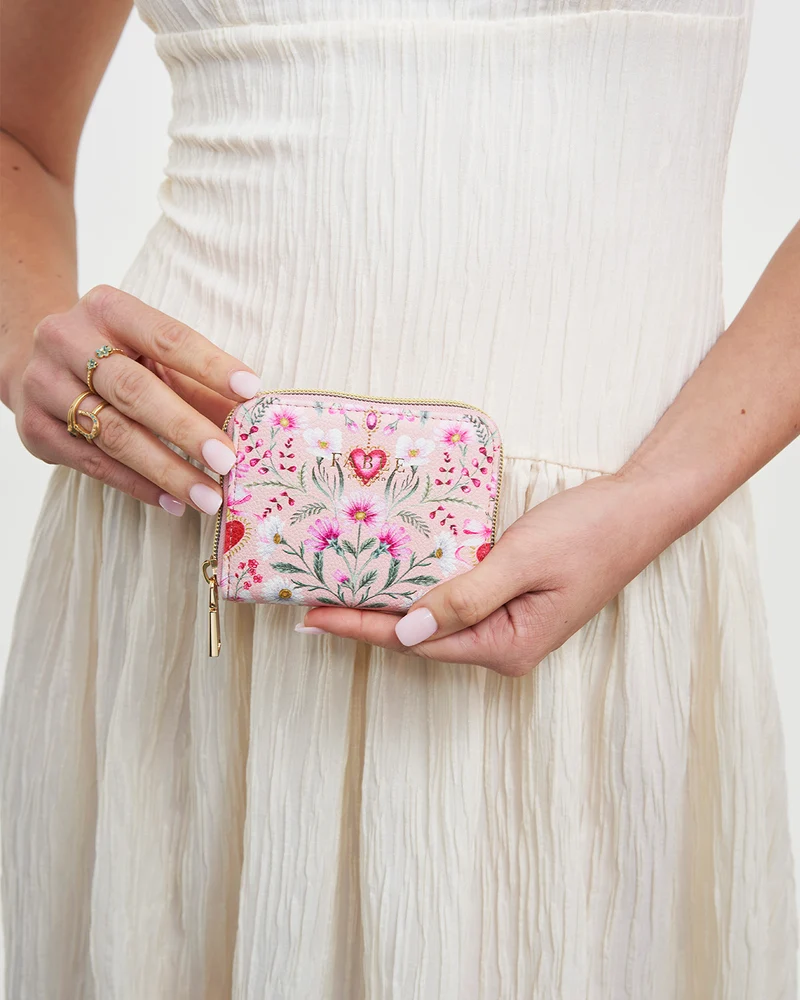 Penelope Pink Floral Heart Small Purse