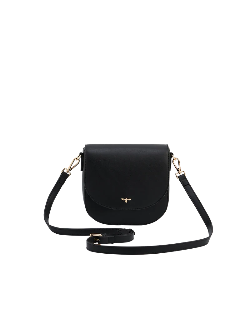 Beth Saddle Crossbody Bag in Black