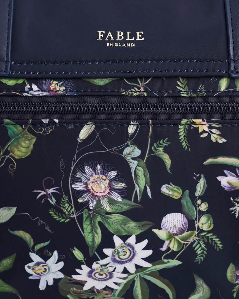 Navy Passion Flower Satchel