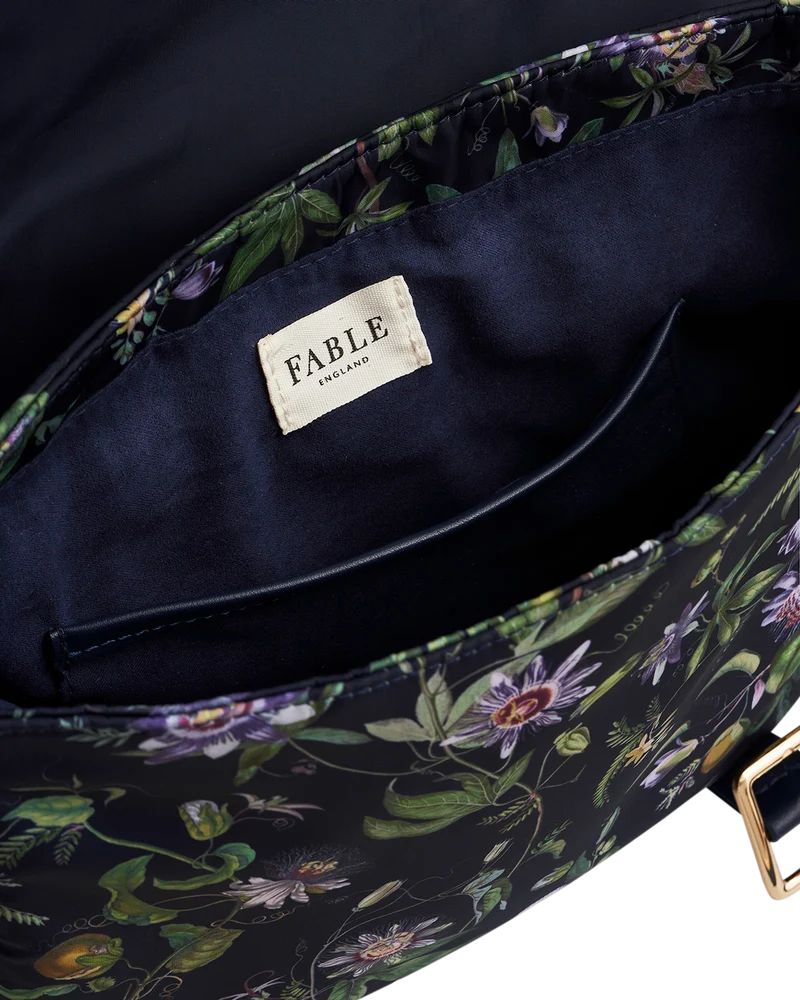 Navy Passion Flower Satchel