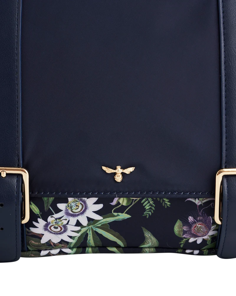 Navy Passion Flower Satchel