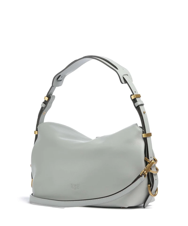 Pinko Saddle Horizontal Mini Sac porté épaule grigio perla/antique gold