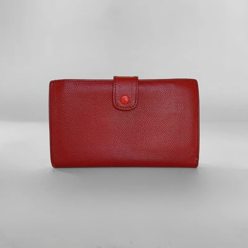Chanel Portefeuille long français Caviar CC rouge
