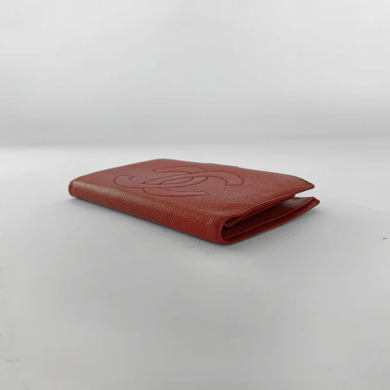 Chanel Portefeuille long français Caviar CC rouge