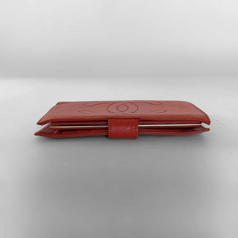 Chanel Portefeuille long français Caviar CC rouge