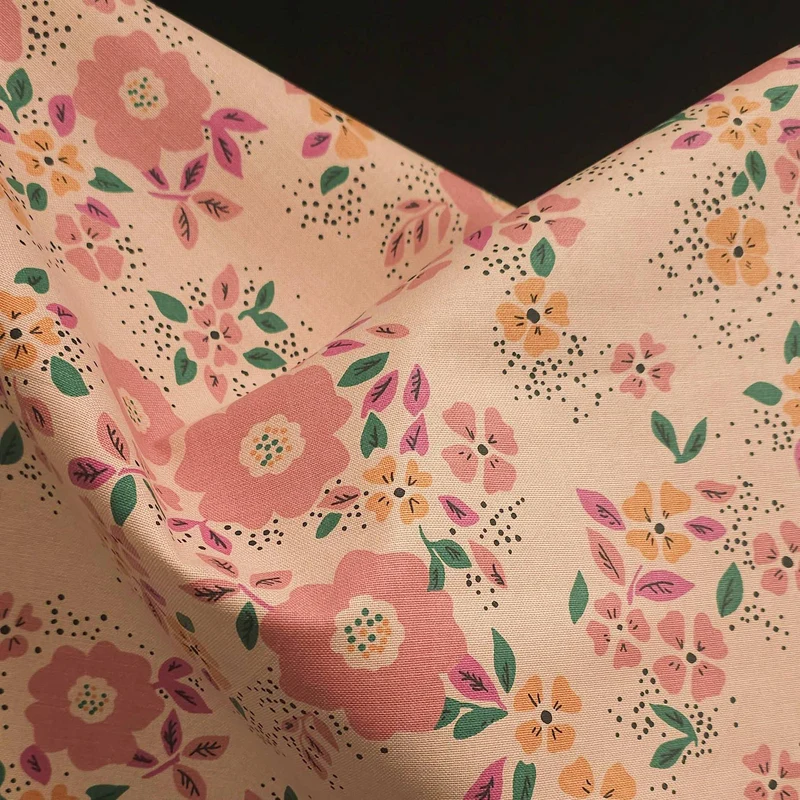 Tissu canevas de coton demi-natté | Jardin Floral | Rose