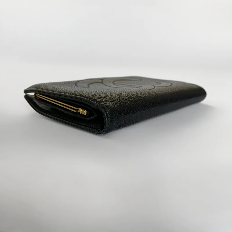 Chanel Portefeuille long français Caviar CC noir