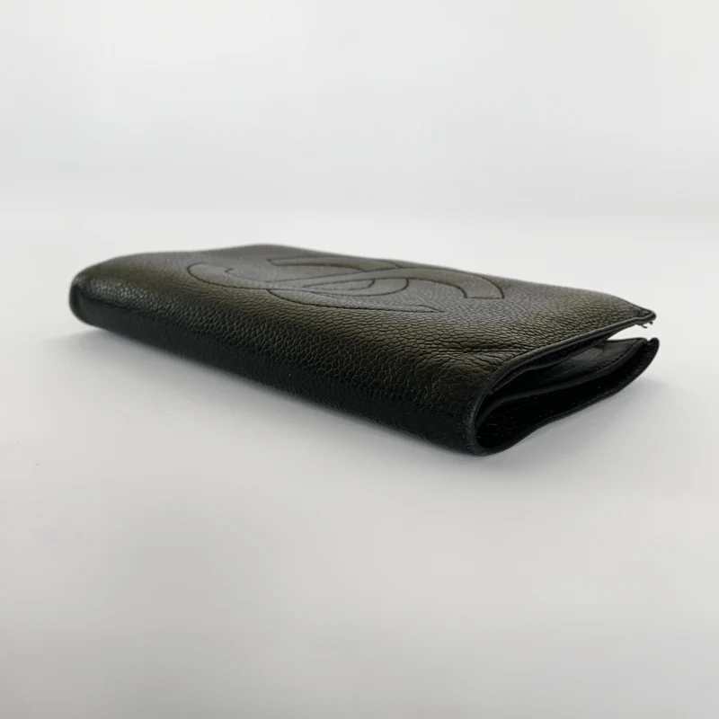 Chanel Portefeuille long français Caviar CC noir