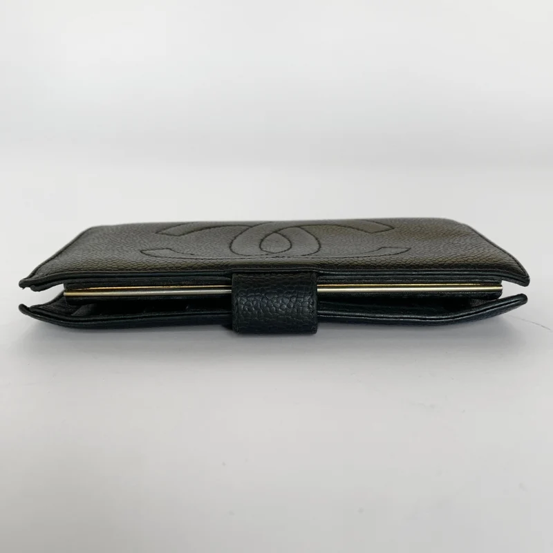 Chanel Portefeuille long français Caviar CC noir