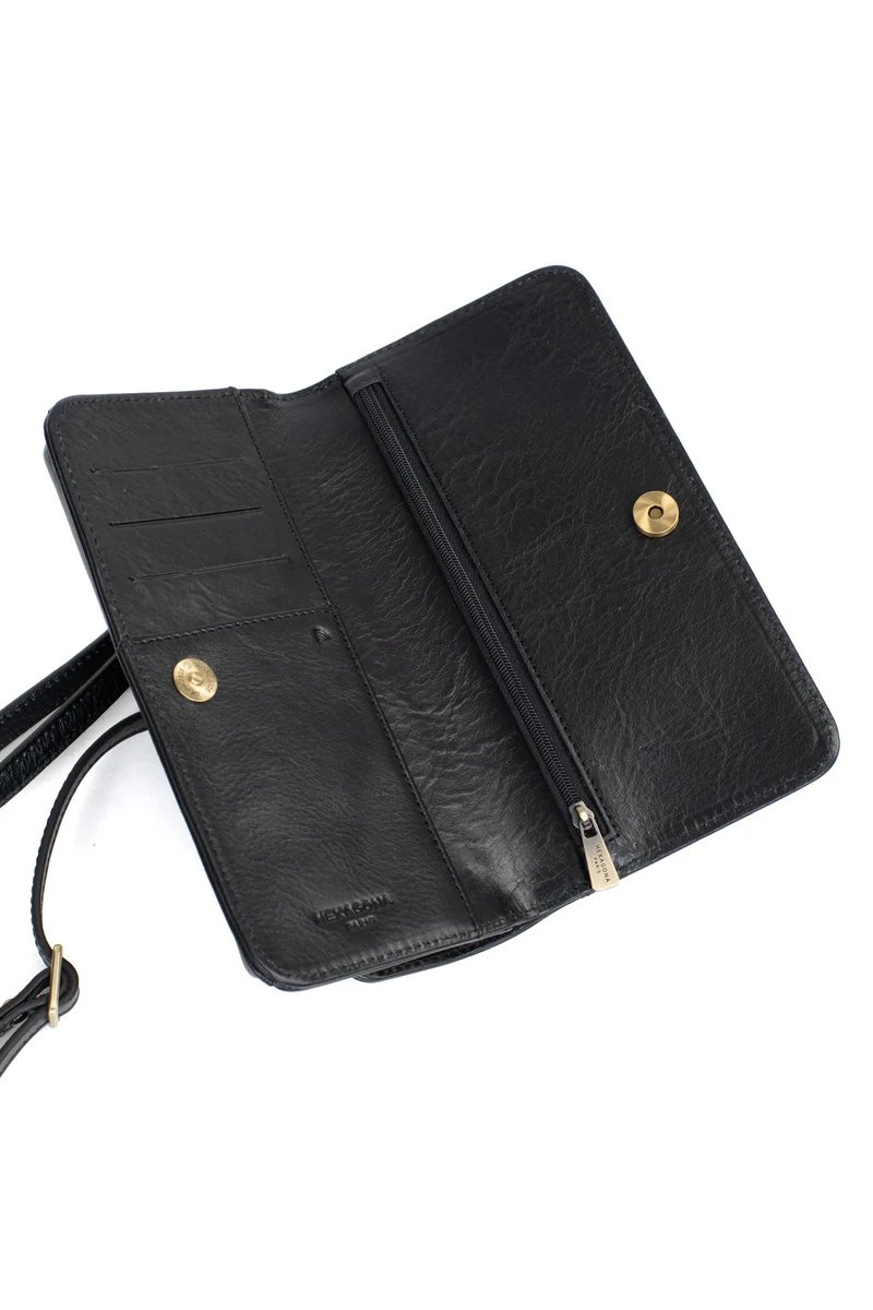 Pochette téléphone avec portefeuille - 1 volet - Stop RFID - Cuir