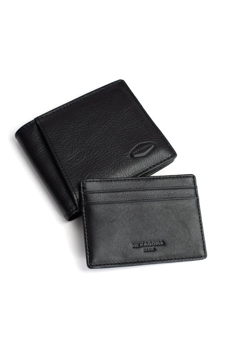 Portefeuille italien - 1 volet - Stop RFID - Cuir de vachette