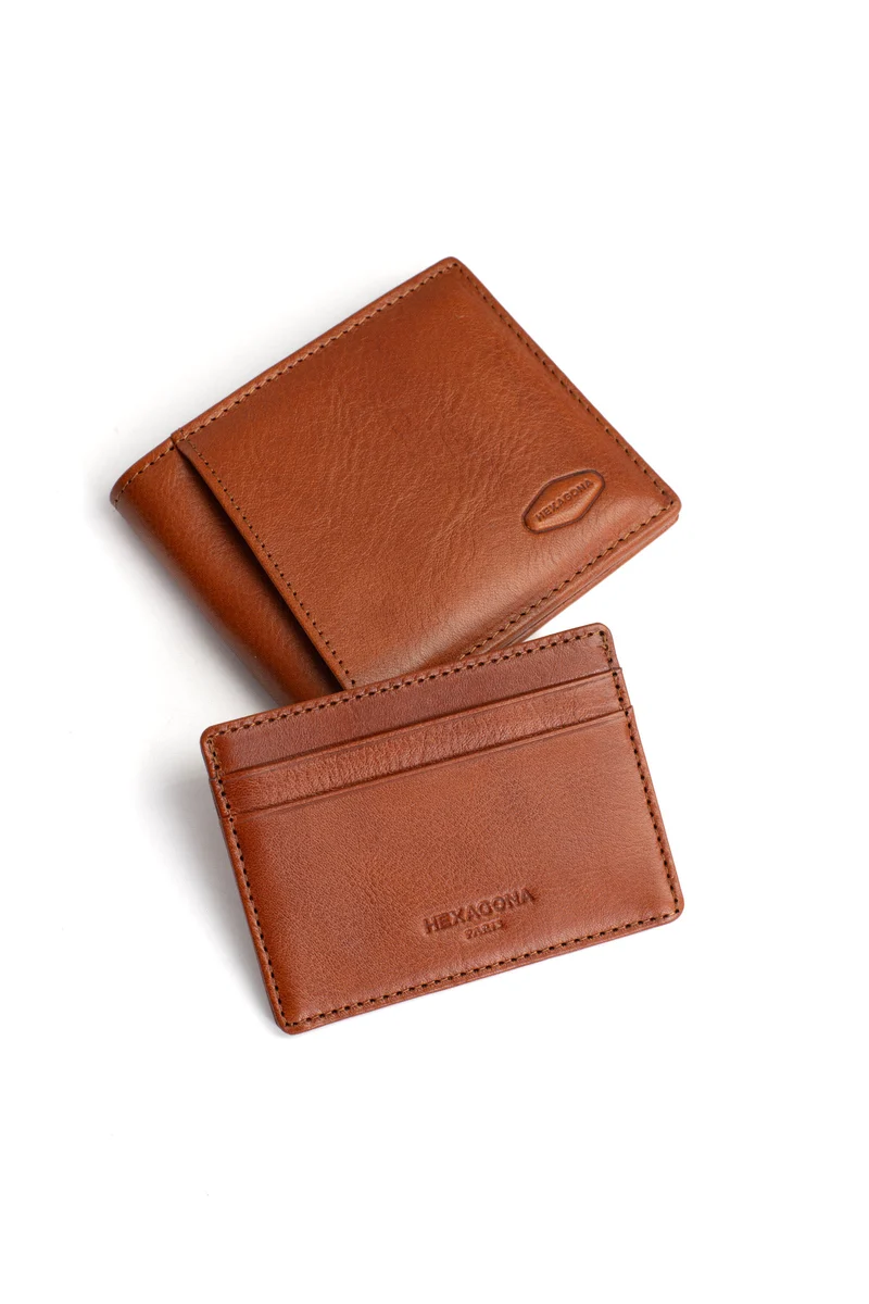 Portefeuille italien - 1 volet - Stop RFID - Cuir de vachette