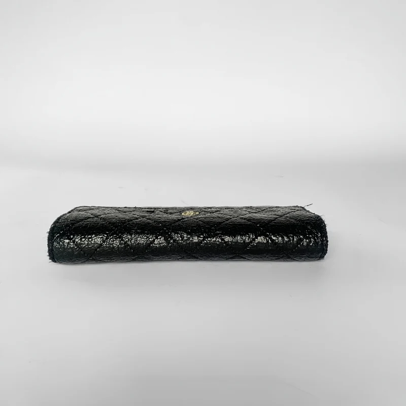 Chanel Portefeuille long Paris Edinburgh en daim matelassé noir et or