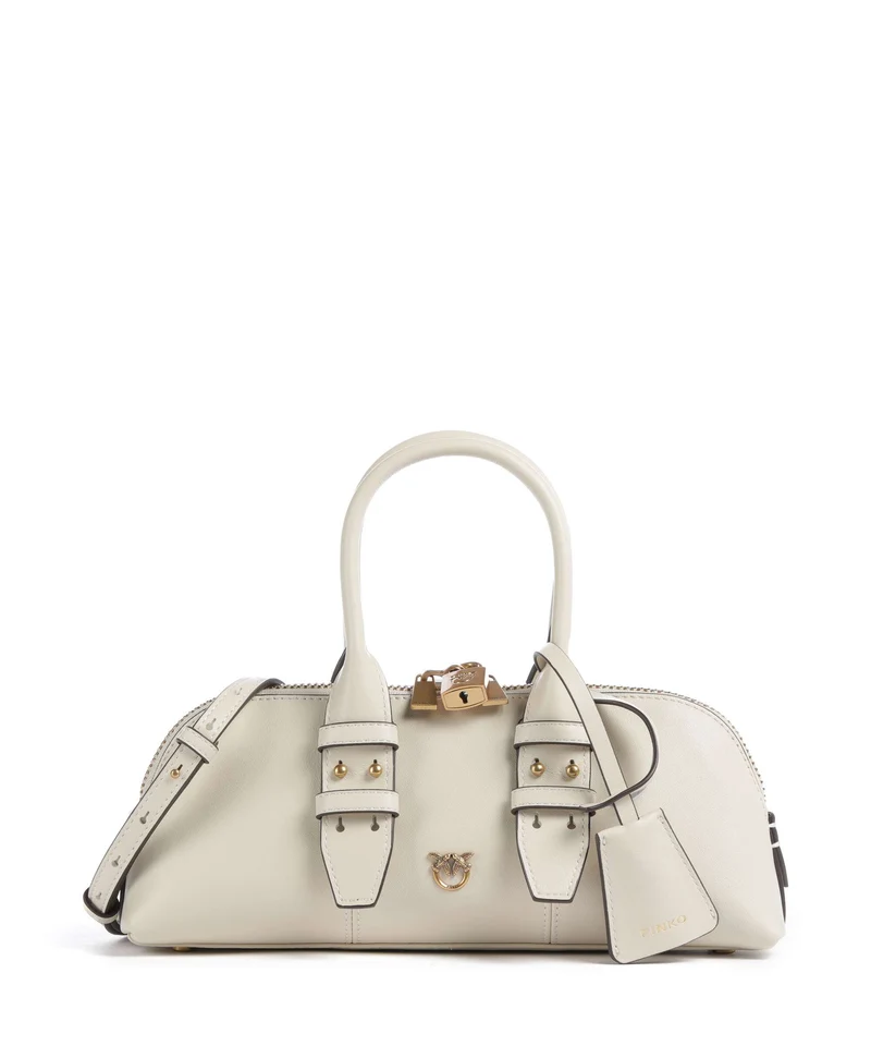 Pinko Bowling Horizontal Sac à main bianco seta/antique gold