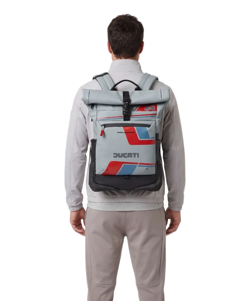 Piquadro Ducati C2OWD Sac à dos roll-top blue/black