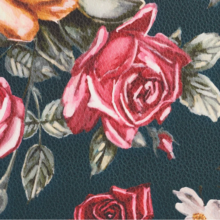 Teal Roses Structured Tote Medium