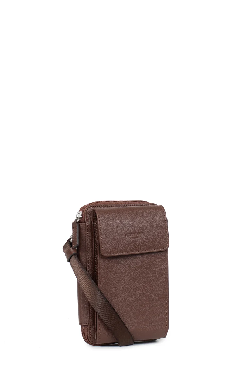 Pochette téléphone avec portefeuille - Stop RFID - Cuir
