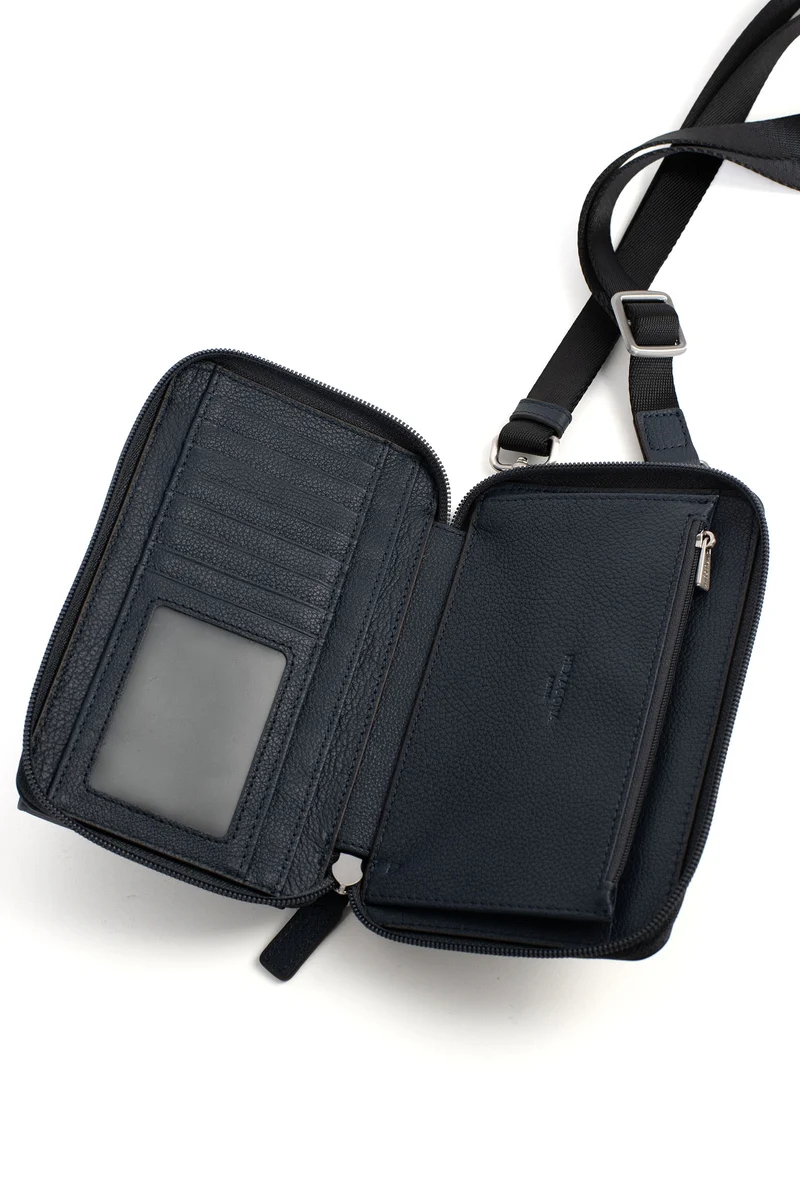 Pochette téléphone avec portefeuille - Stop RFID - Cuir