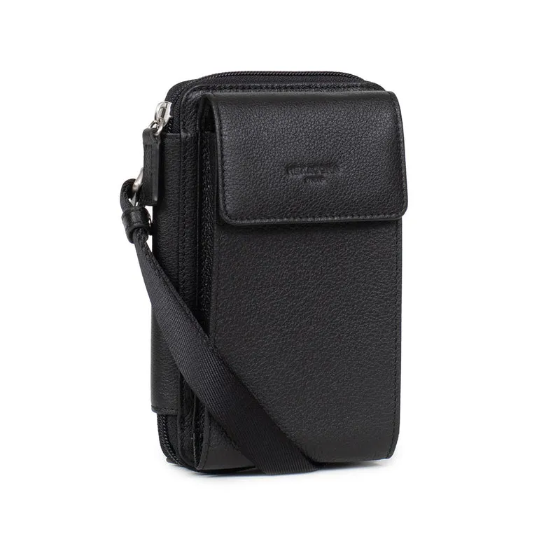 Pochette téléphone avec portefeuille - Stop RFID - Cuir