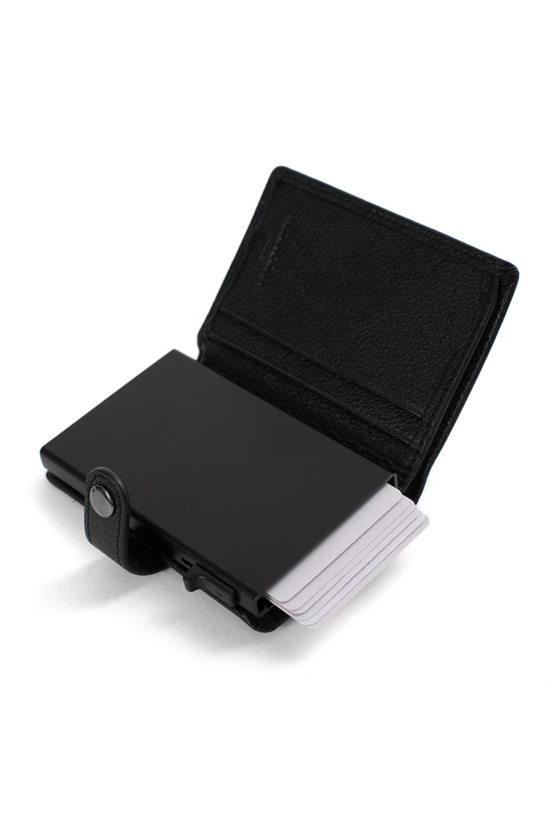 Boîtier porte-cartes - 2 volets - Stop RFID - Cuir