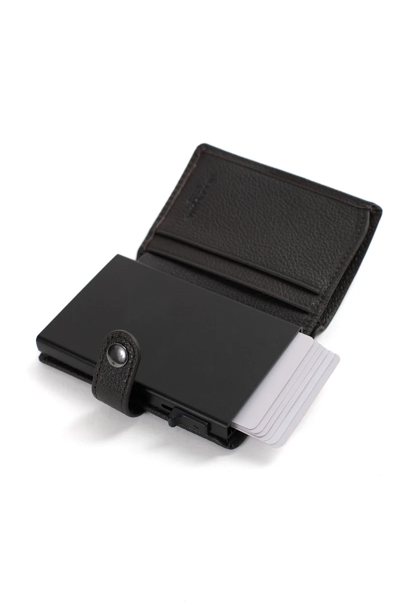 Boîtier porte-cartes - 2 volets - Stop RFID - Cuir