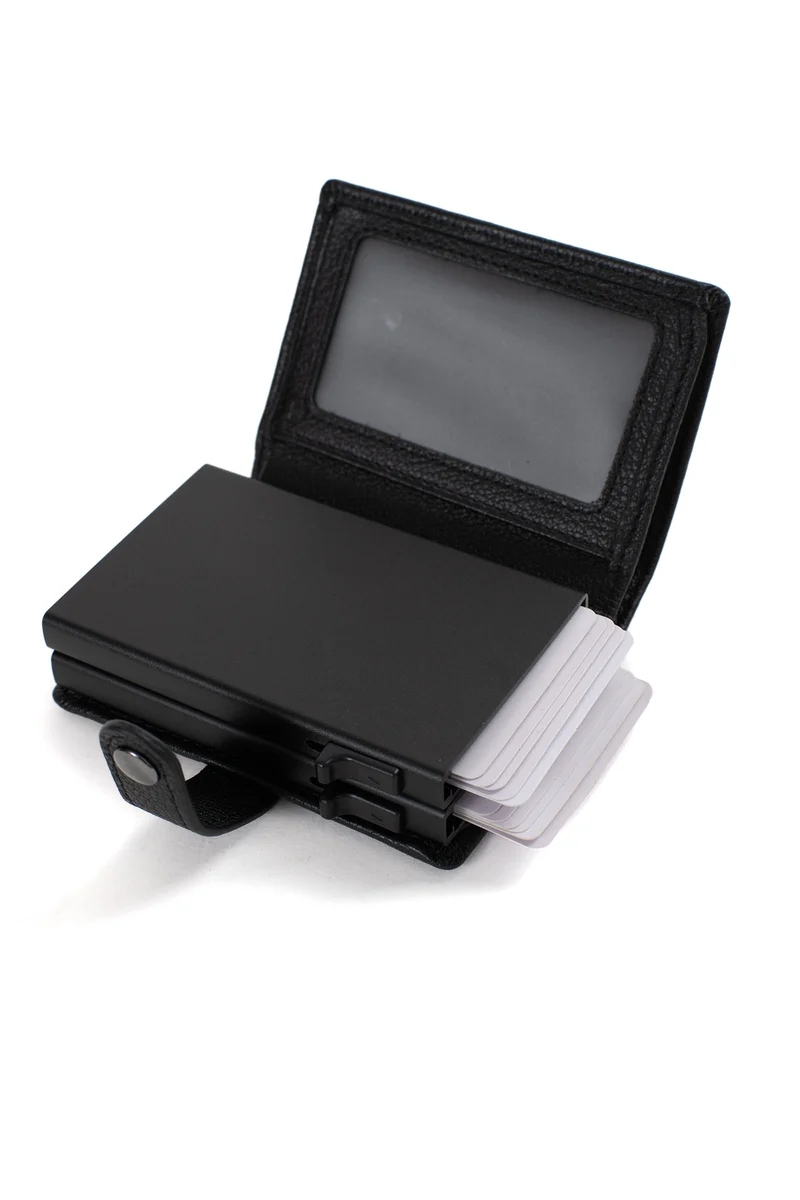 Boîtier porte-cartes - 1 volet - Stop RFID - Cuir
