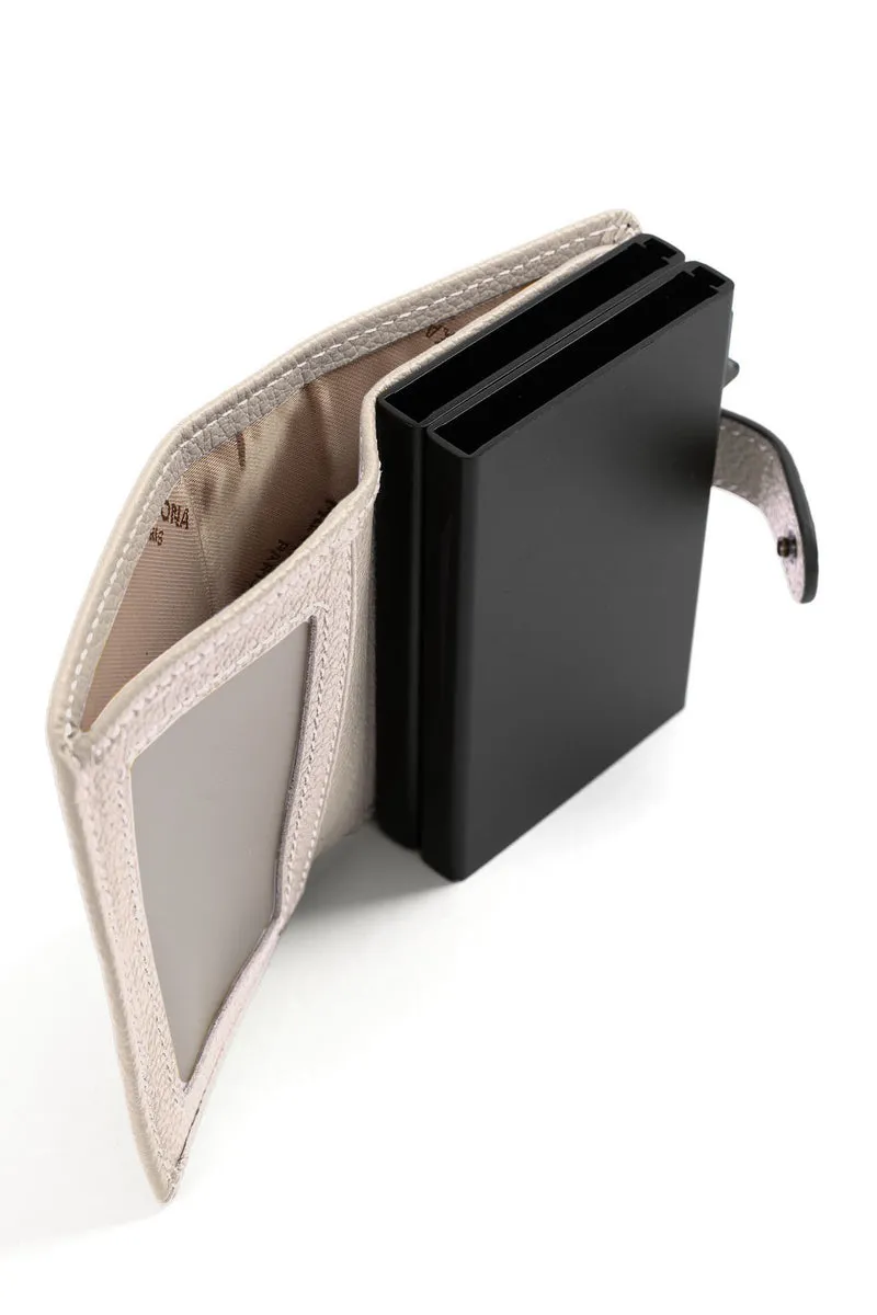 Boîtier porte-cartes - 1 volet - Stop RFID - Cuir