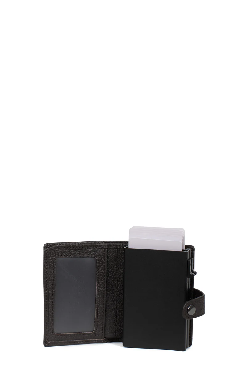Boîtier porte-cartes - 1 volet - Stop RFID - Cuir