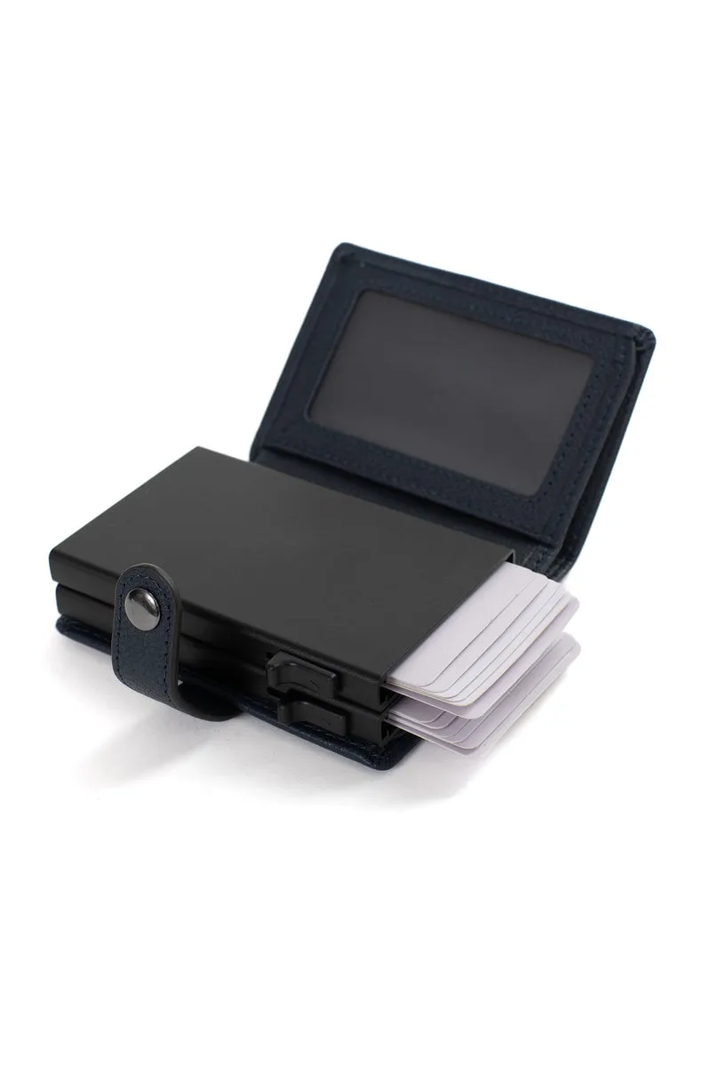 Boîtier porte-cartes - 1 volet - Stop RFID - Cuir