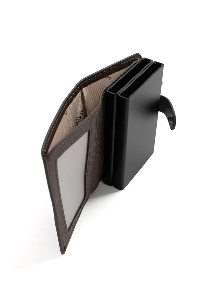 Boîtier porte-cartes - 1 volet - Stop RFID - Cuir