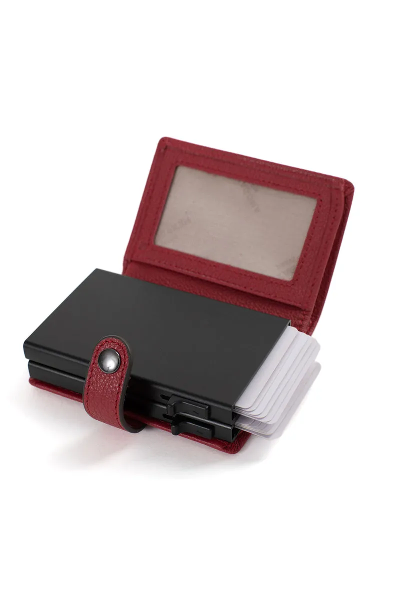 Boîtier porte-cartes - 1 volet - Stop RFID - Cuir