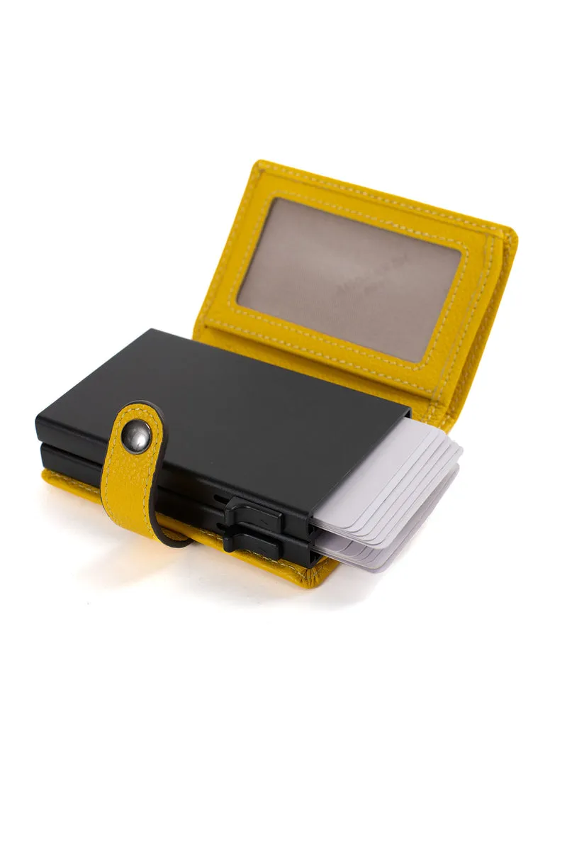 Boîtier porte-cartes - 1 volet - Stop RFID - Cuir