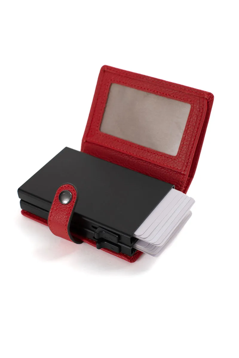 Boîtier porte-cartes - 1 volet - Stop RFID - Cuir